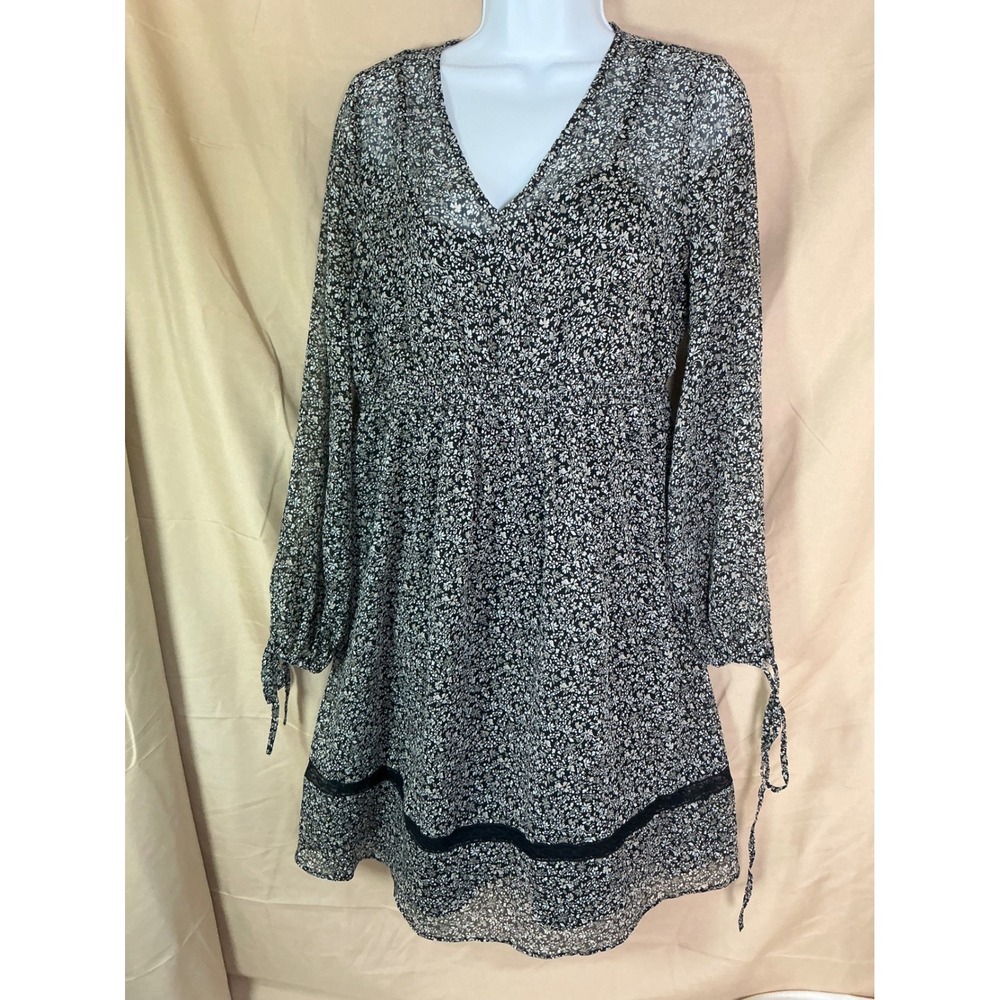 Motherhood Maternity Floral Dress Women Small Black Excellent Empire Waist Boho - Picture 3 of 12